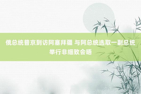 俄总统普京到访阿塞拜疆 与阿总统选取一副总统举行非细致会晤