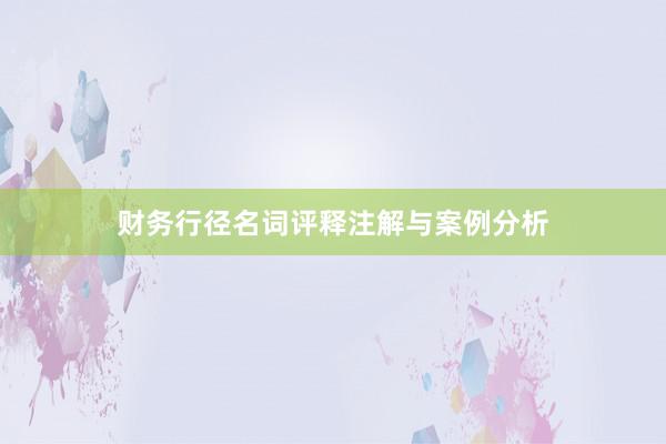 财务行径名词评释注解与案例分析